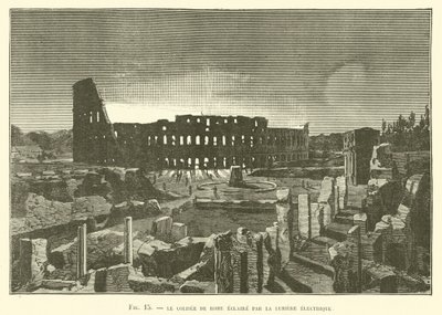 El Coliseo de Roma iluminado por la luz eléctrica de French School